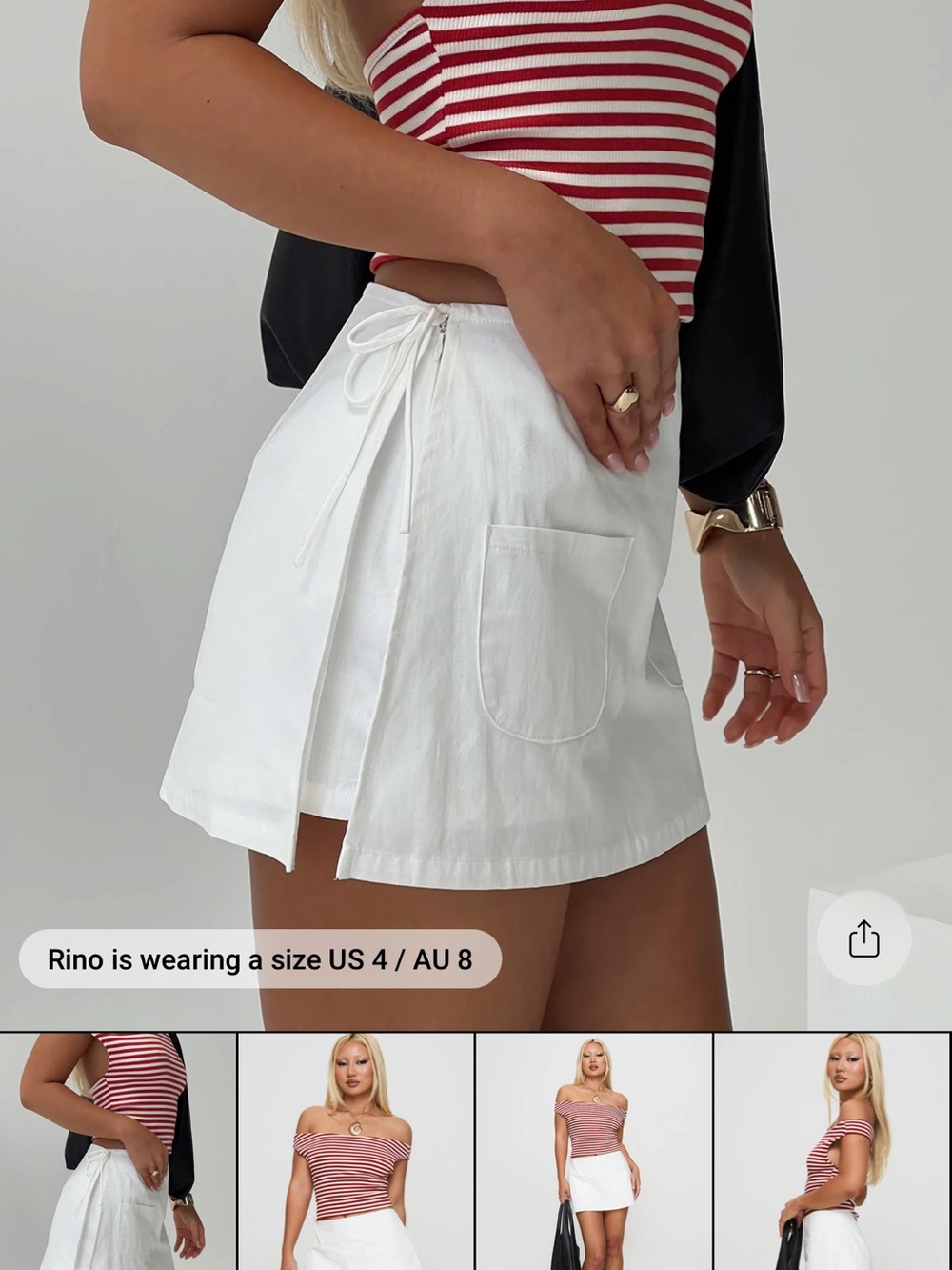 Princess Polly White Mini Wrap Skirt with Pocket